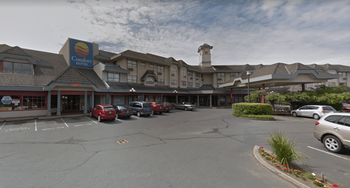 The province has purchased the Comfort Inn at 3020 Blanshard Street in Victoria to temporarily house residents of two area homeless camps. 