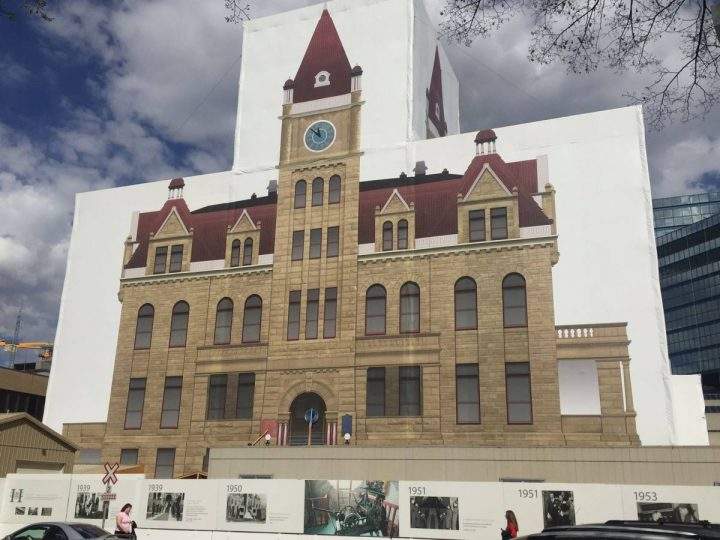 Calgary's historic city hall has been under wraps for three years as workers repaired the building's sandstone exterior.