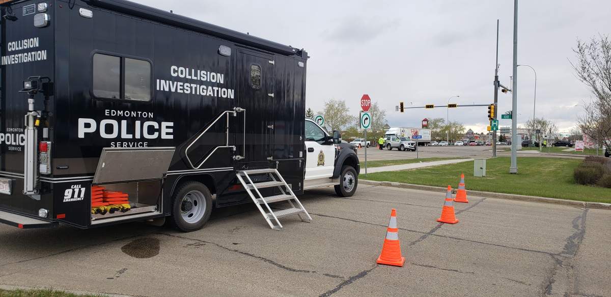 Edmonton police are investigating a two-vehicle collision on St. Albert Trail in Edmonton. 