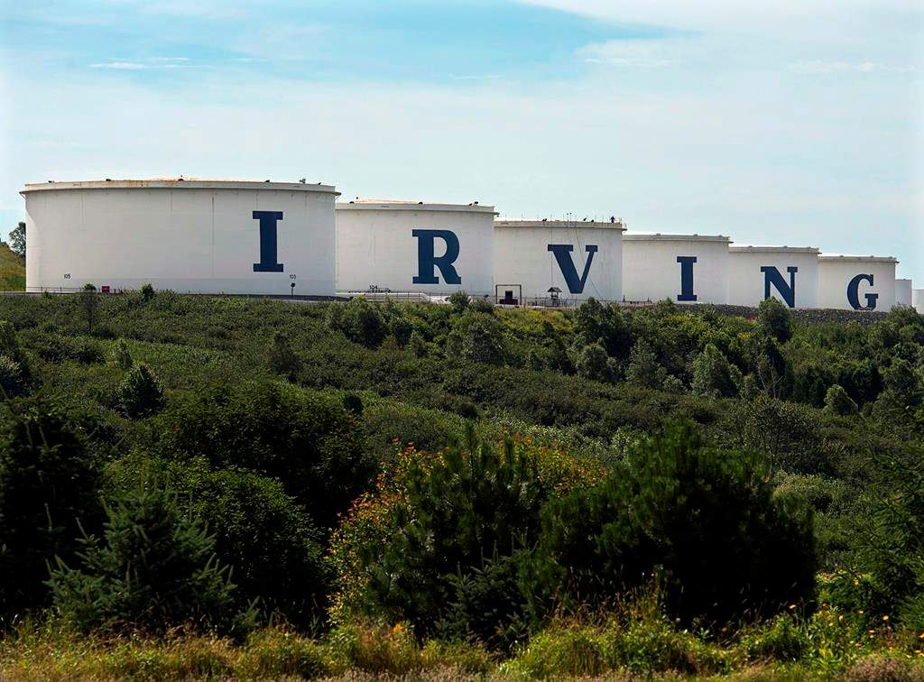Storage tanks are seen at the Irving Oil refinery in Saint John, N.B. on Thursday, Aug. 8, 2013.