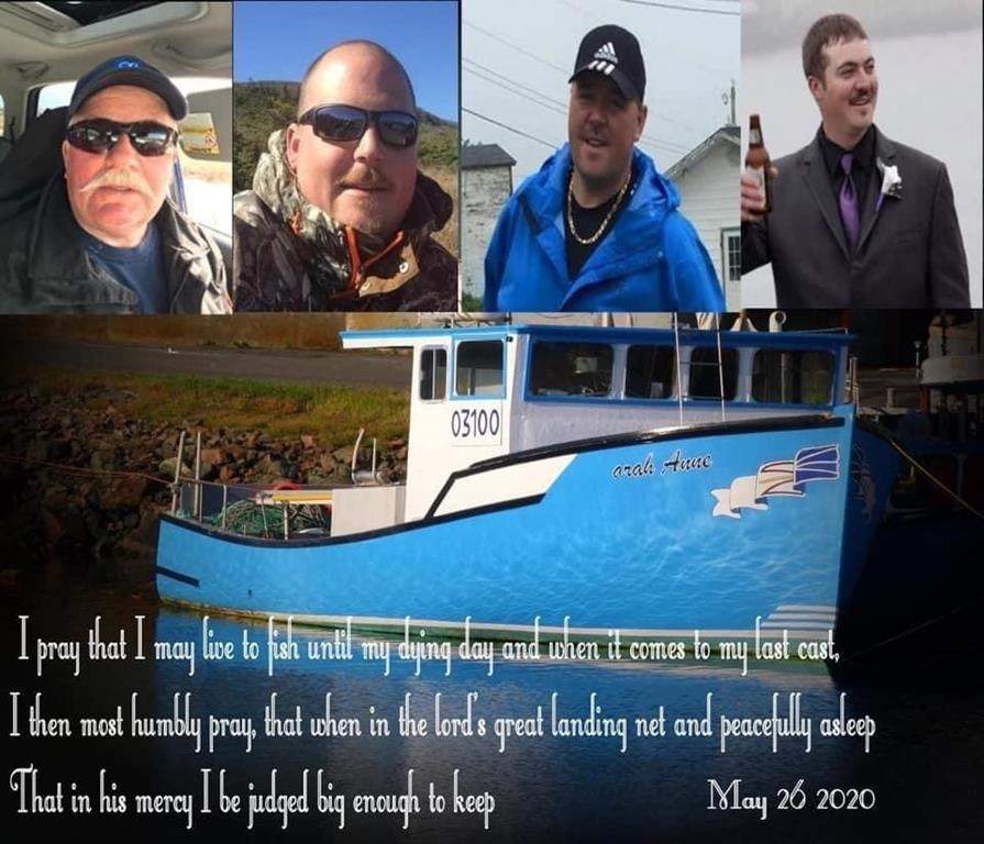 Ed Norman, left to right, Scott Norman, Jody Norman, Isaac Kettle, four fishermen from St. Lawrence, N.L., who went missing while fishing for crab on Monday as shown in this image provided by Melissa Mayo-Norman.
