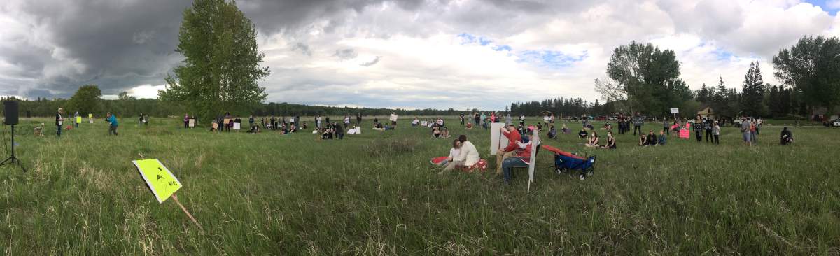 People rallied against racism in response to George Floyd’s death in Fish Creek Provincial Park in Calgary, Alta., on Sunday, May 31, 2020.