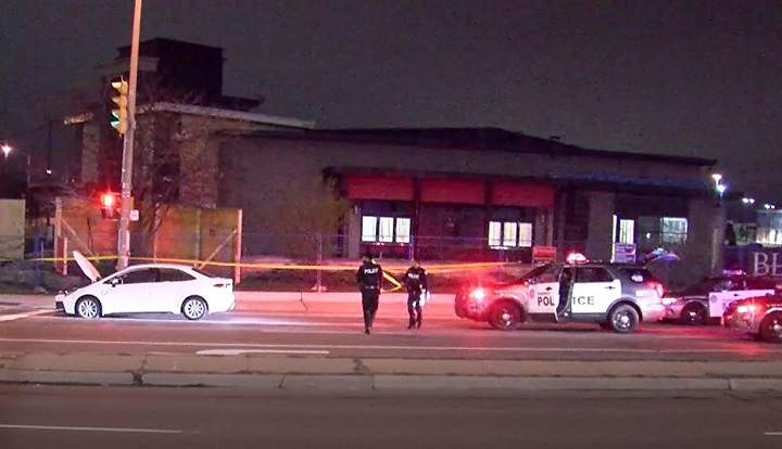 A photo of police at the scene in Etobicoke.