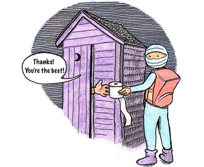 Kid COVID always carries extra toilet paper to give to those in need. 