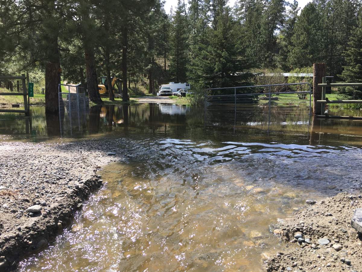 The Kettle Valley Rail Trail is closed near Faulder because of flooding. 