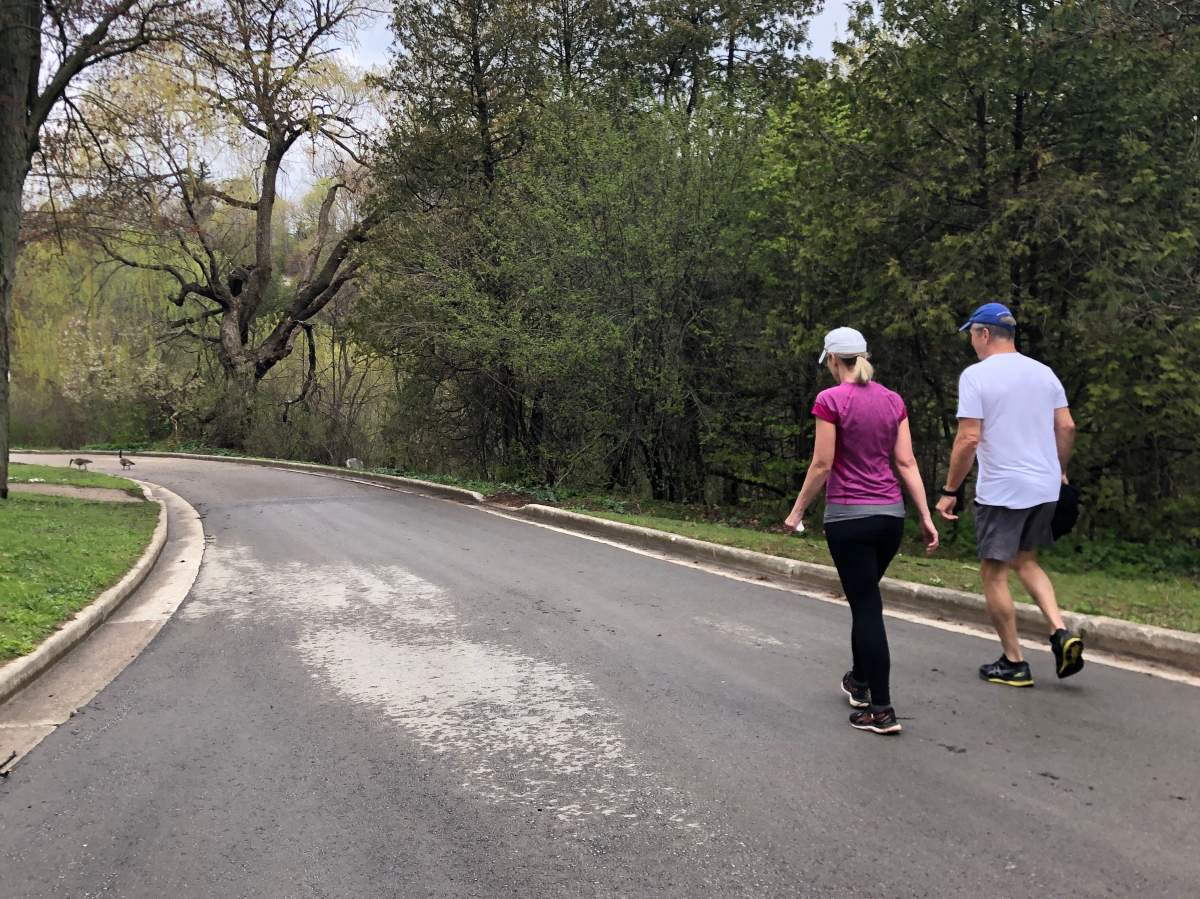 Pedestrians walking on at trail and Springbank Park in London Ont. May 15, 2020 Sawyer Bogdan