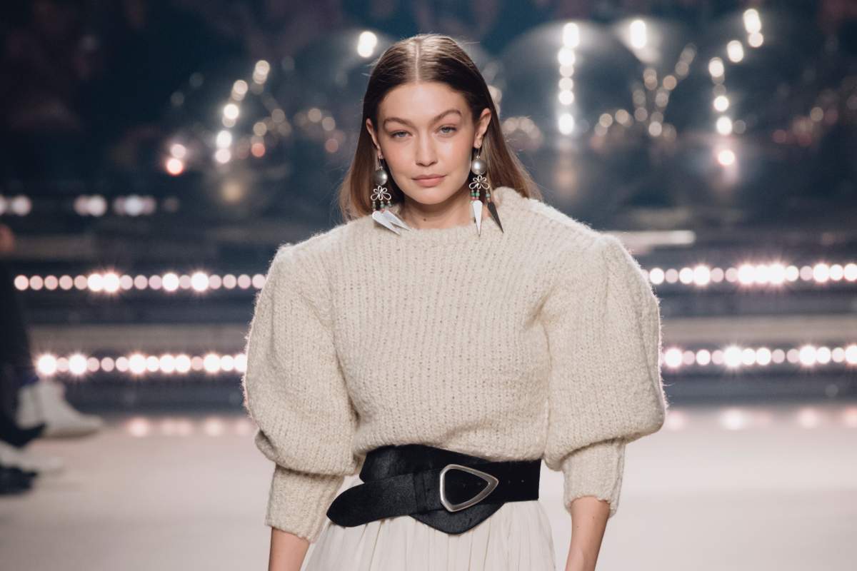 Gigi Hadid walks the runway during the Isabel Marant show as part of Paris Fashion Week Womenswear Fall/Winter 2020/2021 on February 27, 2020 in Paris, France. (Photo by Kristy Sparow/Getty Images).