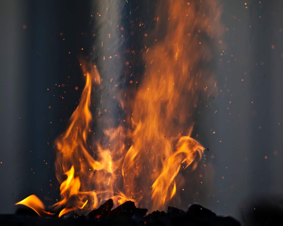 OPP say a woman clothes caught fire on Saturday night in Fergus.