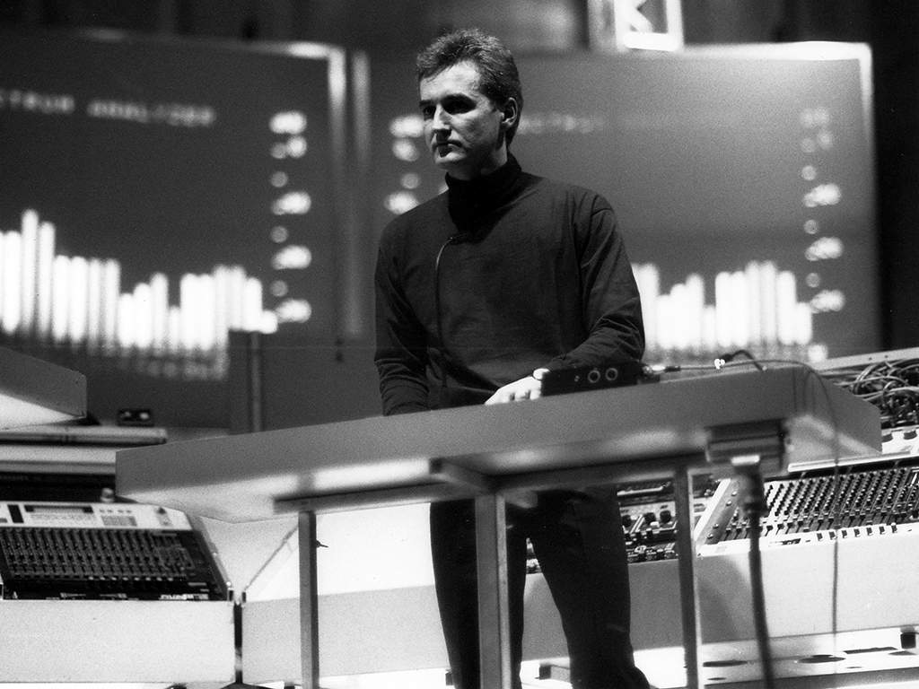 Kraftwerk’s Fritz Hilpert performing live onstage on Nov. 25, 1998.