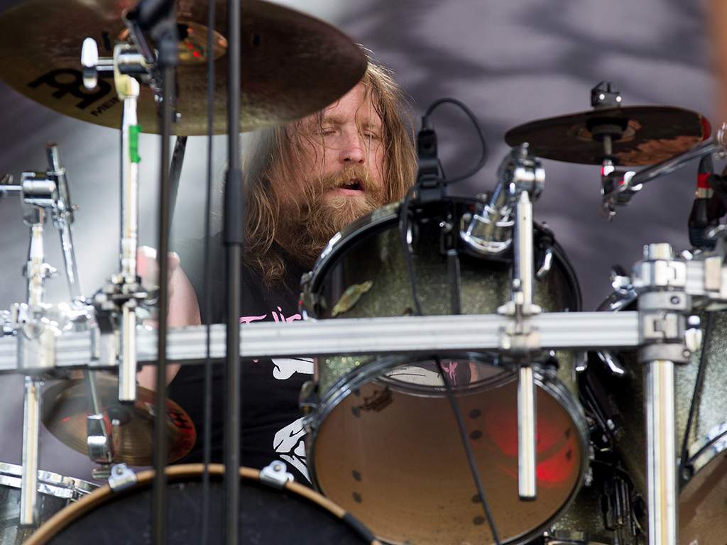 Drummer Will Carroll  of Death Angel performs at Aftershock Festival at Discovery Park on Oct. 22, 2016 in Sacramento, Calif.