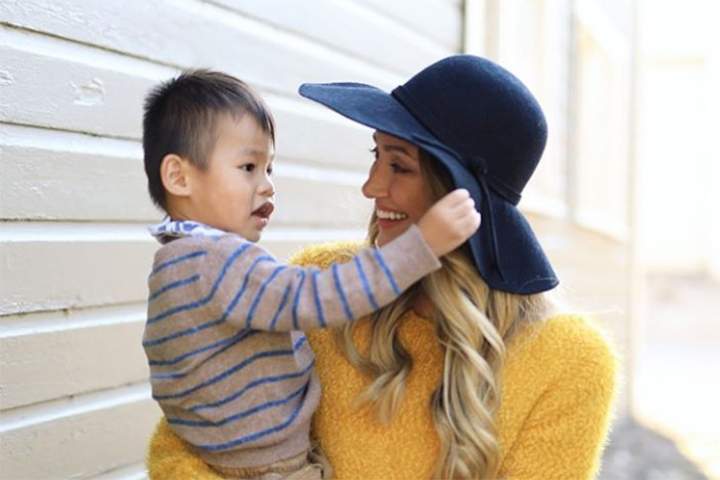 Myka Stauffer, right, is shown with Huxley, a child she adopted from China in 2017.