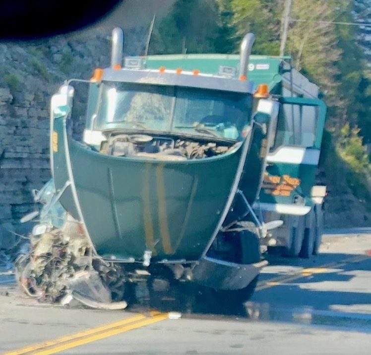 One of the vehicles involved in the collision on Hwy. 28 near Woodview.