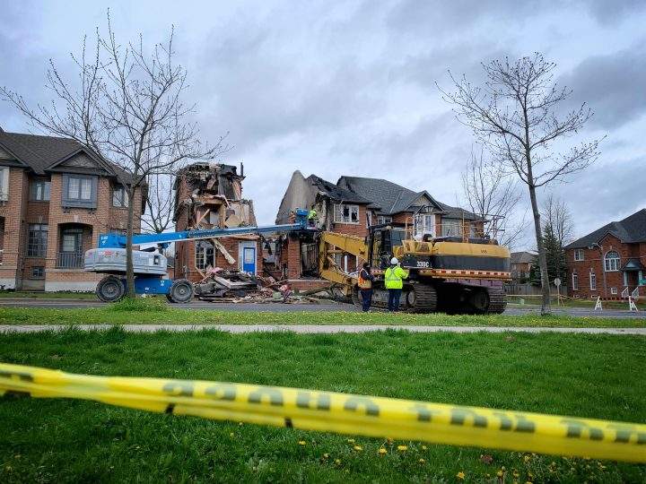 Crews at the scene of the fire on Monday.