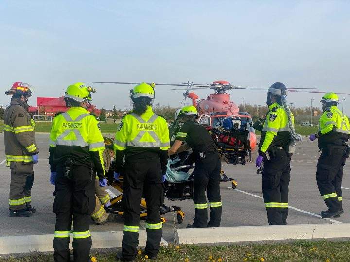 A 19-year-old man was transported to a trauma centre after being struck by the motorcycle, police said.
