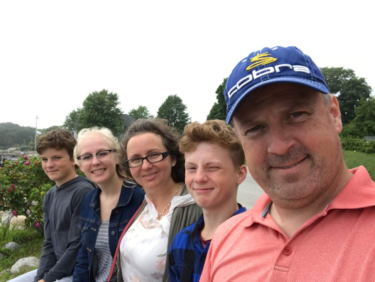 Amy Taylor in the centre with her husband and three children. 