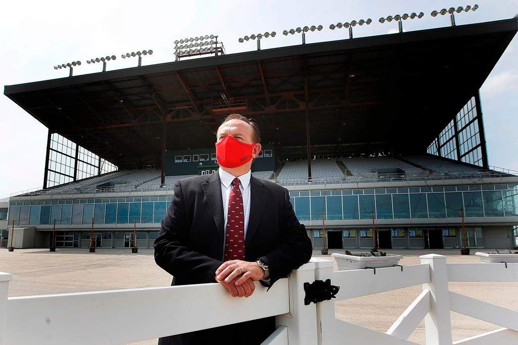 Darren Dunn, chief executive officer, is photographed at the track at Assiniboia Downs in Winnipeg Monday, May 25, 2020.