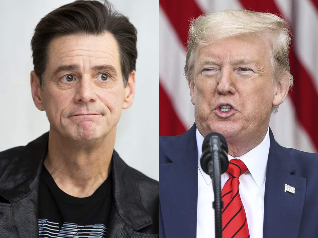 (L-R) Jim Carrey and U.S. President Donald Trump.