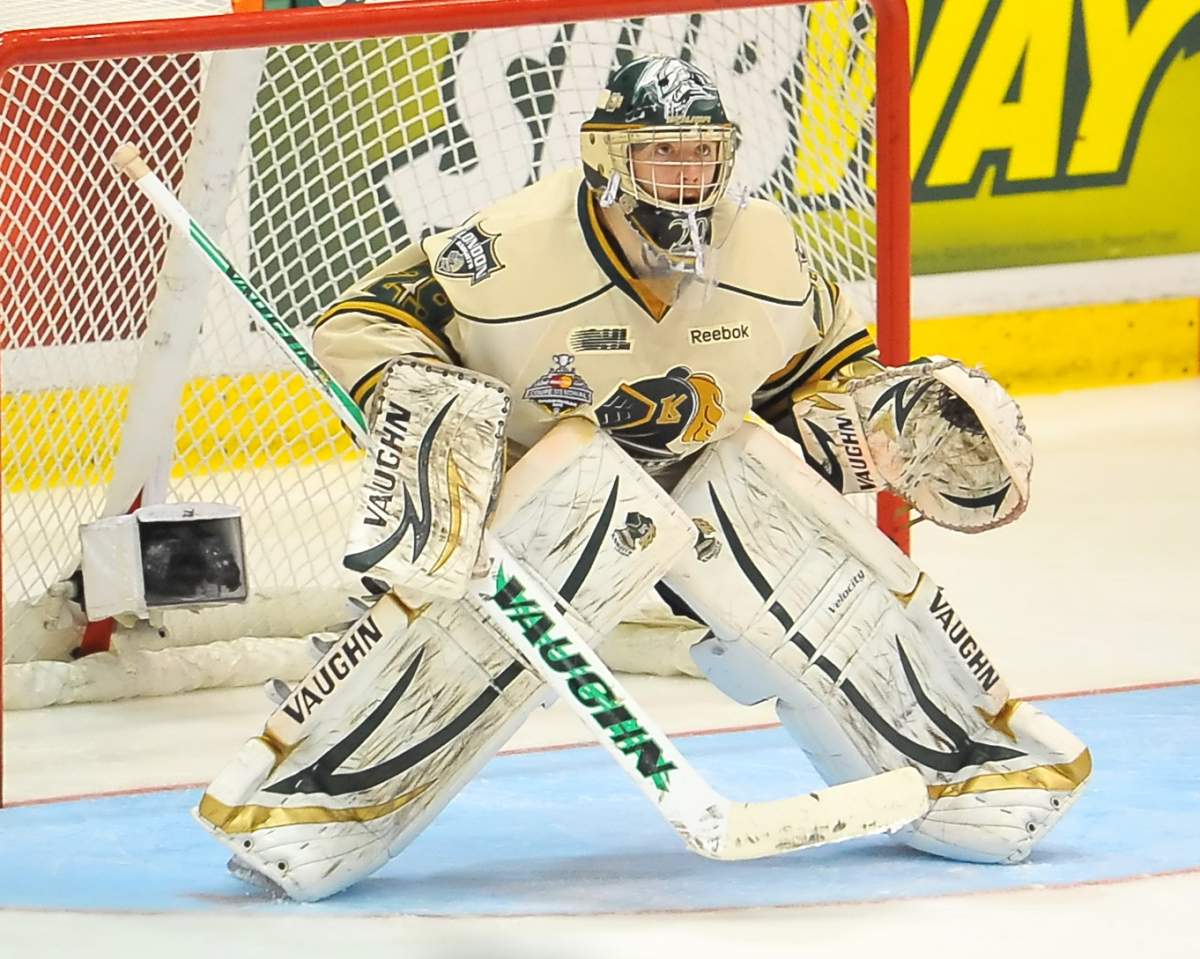 London Knights goaltender Michael Houser at the 2012 Memorial Cup.