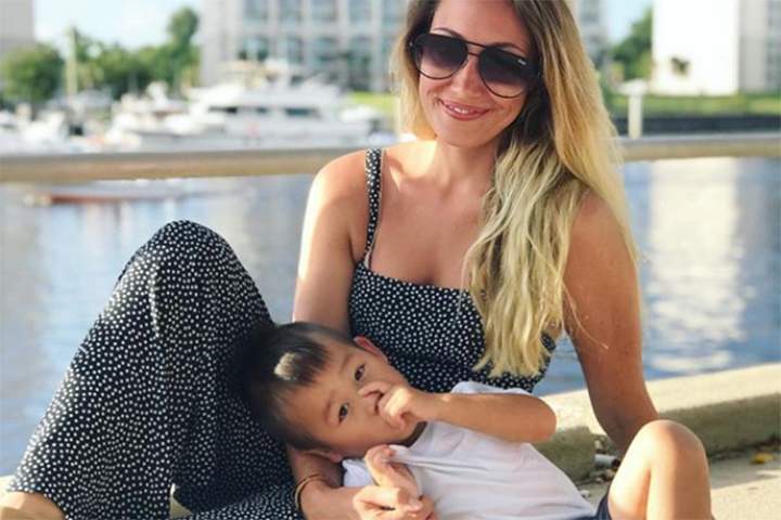 Myka Stauffer is shown with her former adopted son, Huxley.