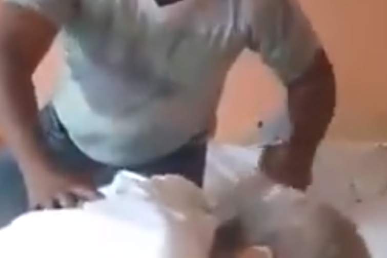 This image captured from video shows an alleged attack on an elderly patient at Westwood Nursing Center in Detroit, Mi., on May 15, 2020.