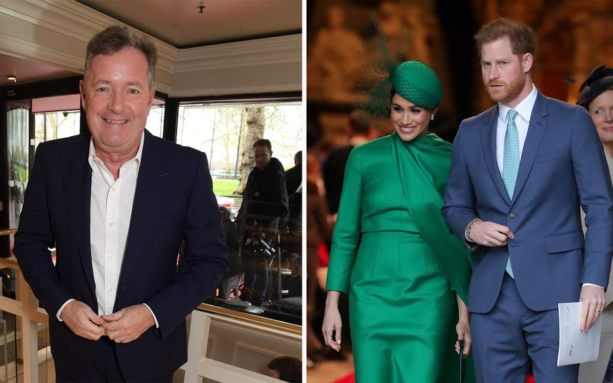 (L-R): Piers Morgan, Meghan Markle and Prince Harry.
