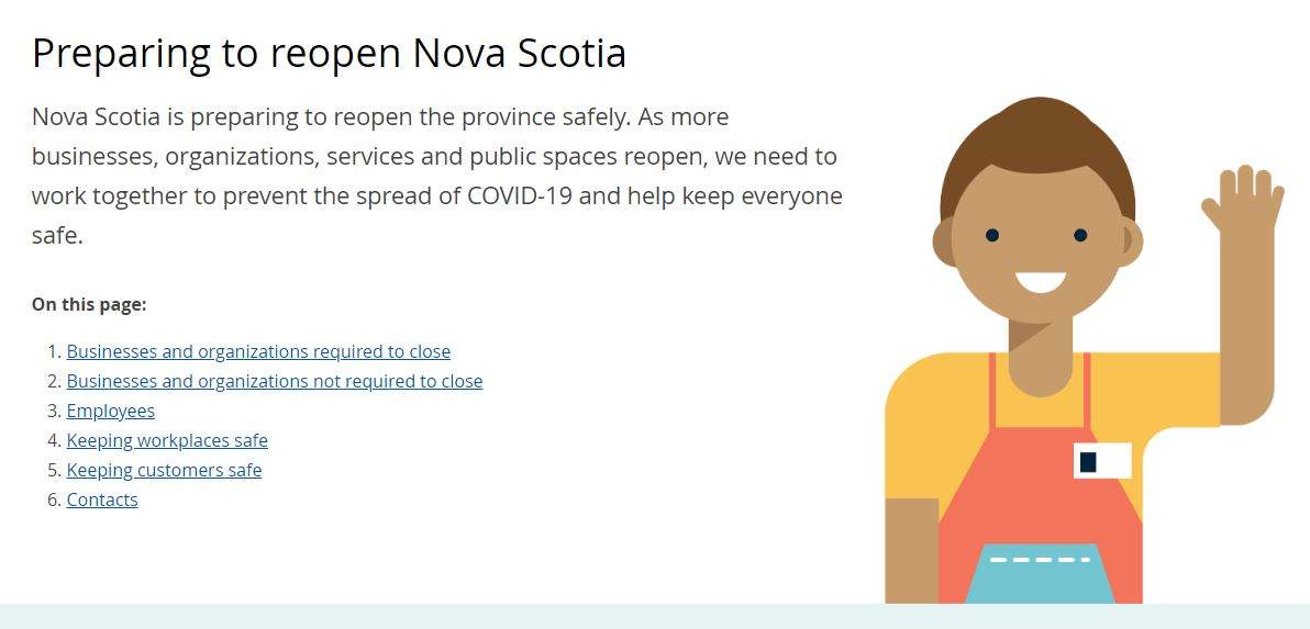 The province says the web page has useful information for businesses forced to close due to the COVID-19 pandemic.