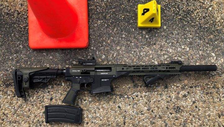 A semi-automatic, tactical-style shotgun was recovered from the scene of a shooting on Highway 2 near Leduc, Alta, on May 6.