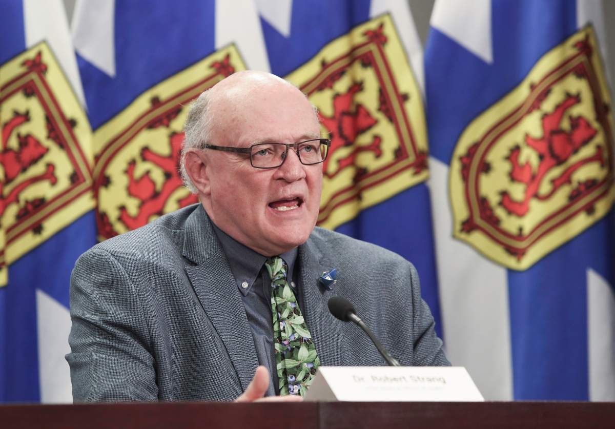 Dr. Robert Strang, Nova Scotia’s chief public health officer, speaks at a press briefing in Halifax on Tuesday, May 19, 2020.