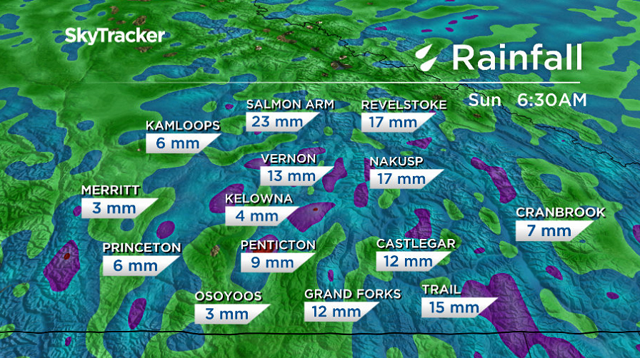 Upwards of 15 millimetres of rain is possible in the Okanagan by mid-weekend.