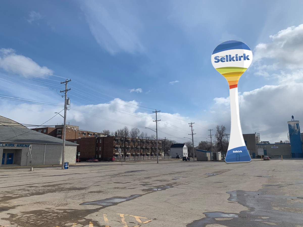 A rendering shows what Selkirk’s water tower could look like after its facelift.