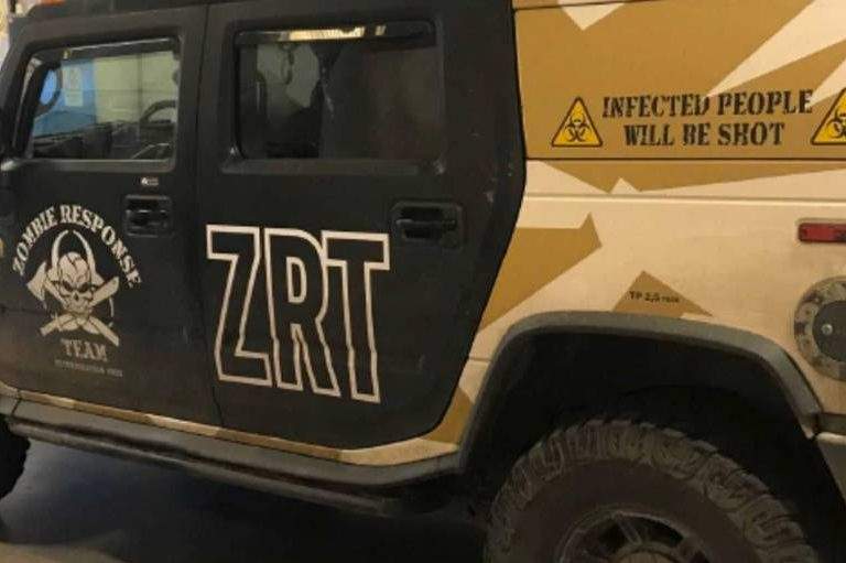A supposed 'zombie hunter' vehicle is shown in this handout photo from Swedish customs.