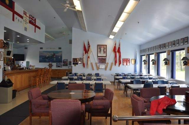 Inside the Peterborough Naval Association clubhouse.