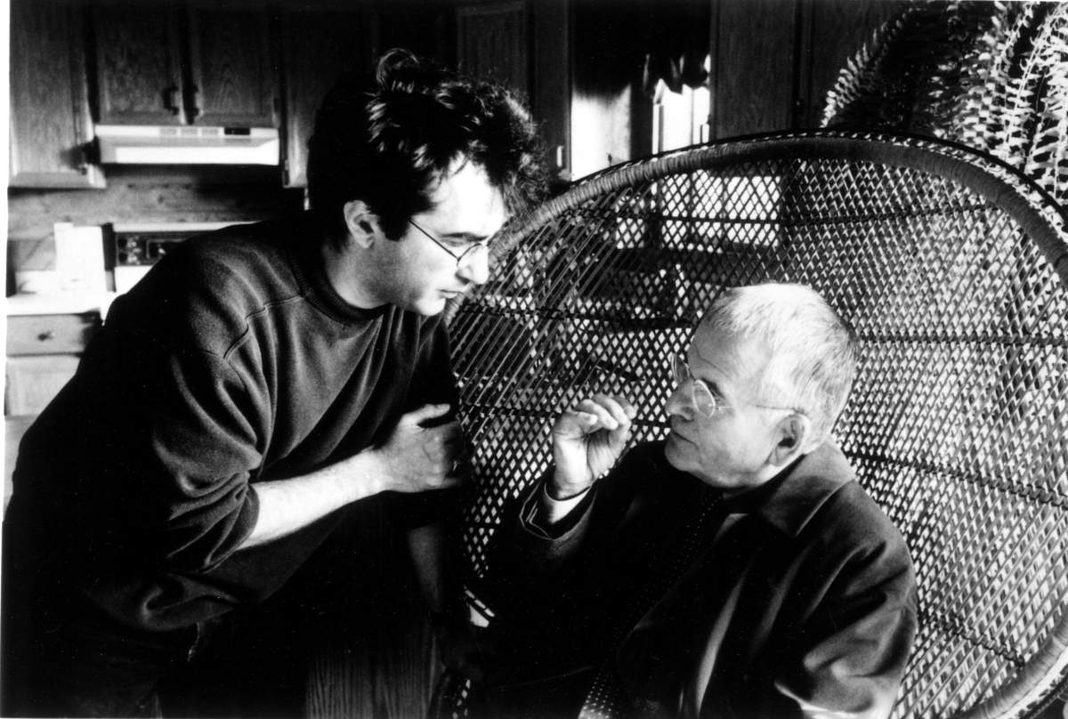 ‘The Sweet Hereafter,’ from left, director Atom Egoyan, Ian Holm, on set in 1997.