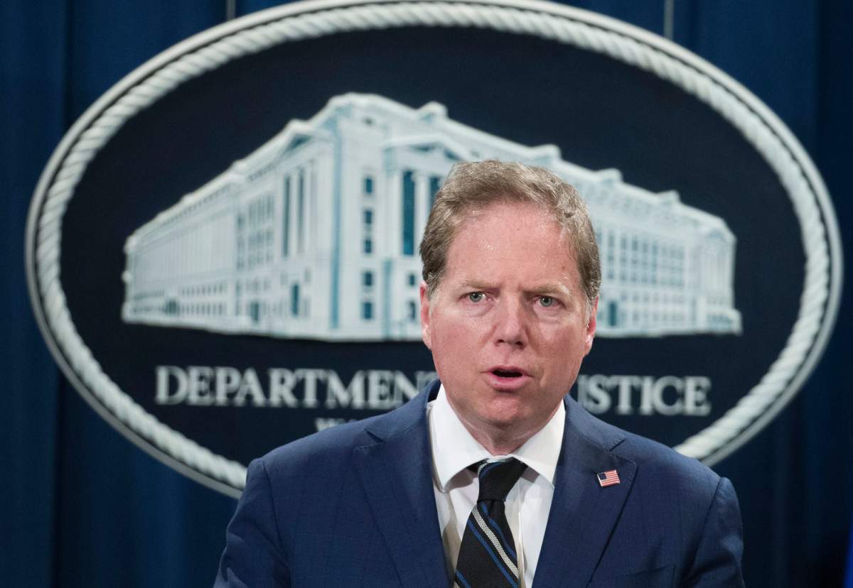 FILE - In this Oct. 26, 2018, file photo, Geoffrey Berman, U.S. attorney for the Southern District of New York, speaks during a news conference at the Department of Justice in Washington.