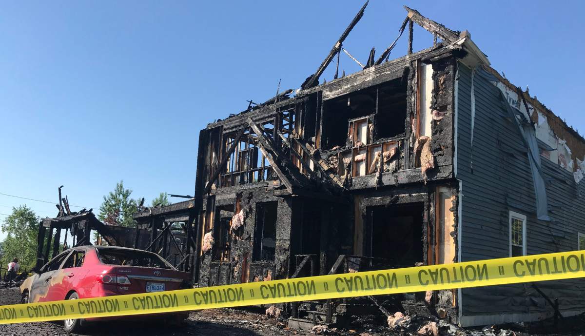 Image of the five-unit condominium building in Antigonish after it was burned. 