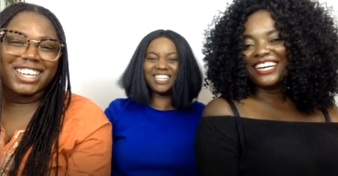 The three co-owners of Black-owned MB are pictured, Ima Eknem, Odette Bahati and Francine Bahati.