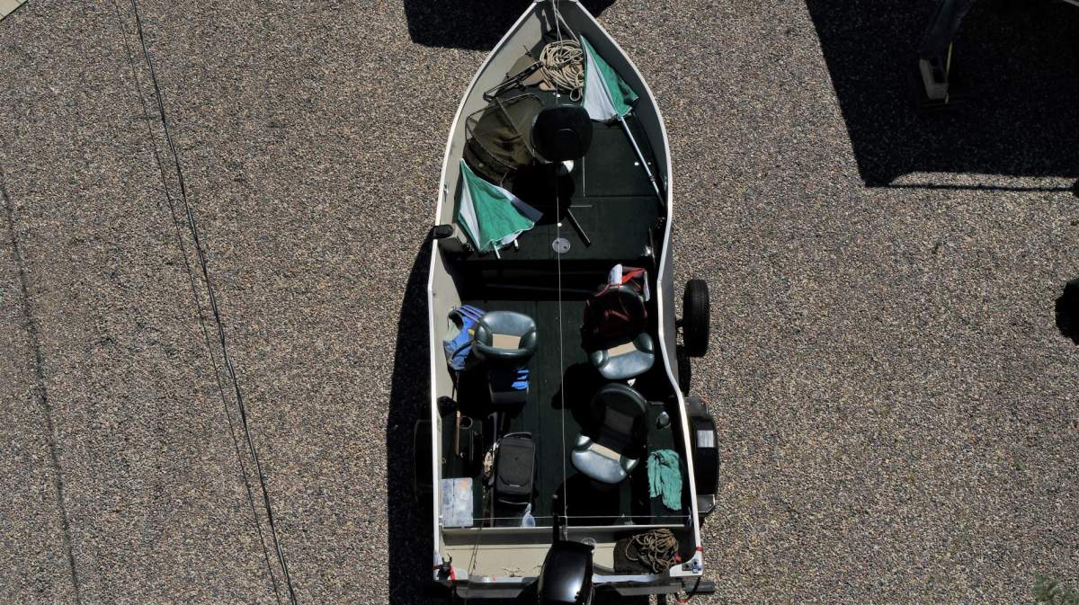 The boat that was hit on Nutimik Lake.