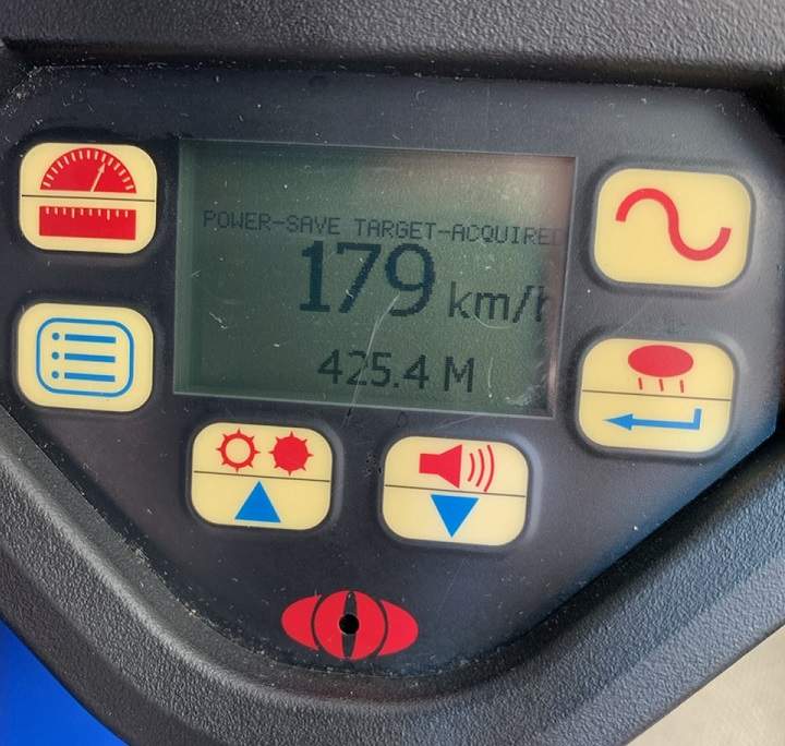 OPP's Highway Safety Division shared a photo on Twitter allegedly captured on a speed gun with a reading the vehicle was going 179 km/h.