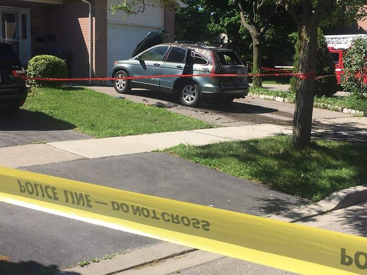 A photo of the vehicle and police on scene.