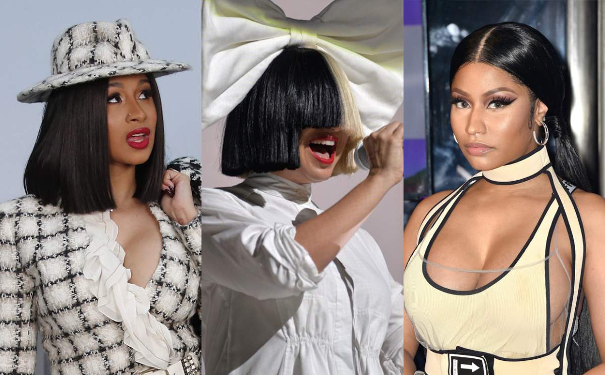 Musicians (L-R) Cardi B, Sia and Nicki Minaj.