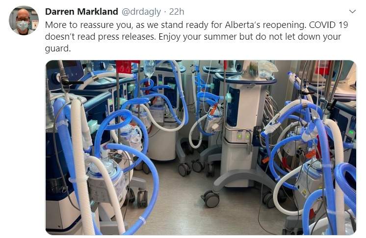 A screenshot of Dr. Darren Markland’s tweet.