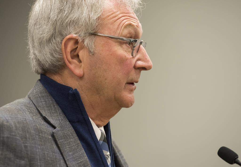 New Brunswick Premier Blaine Higgs speaks with the media in Fredericton, New Brunswick on Monday February 17, 2020.