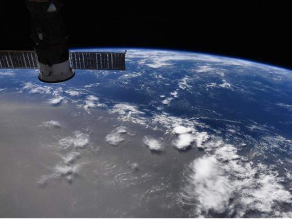 NASA astronaut Doug Hurley took this photo from the International Space Station showing a plume of dust from the Sahara desert drifting across the Atlantic Ocean.