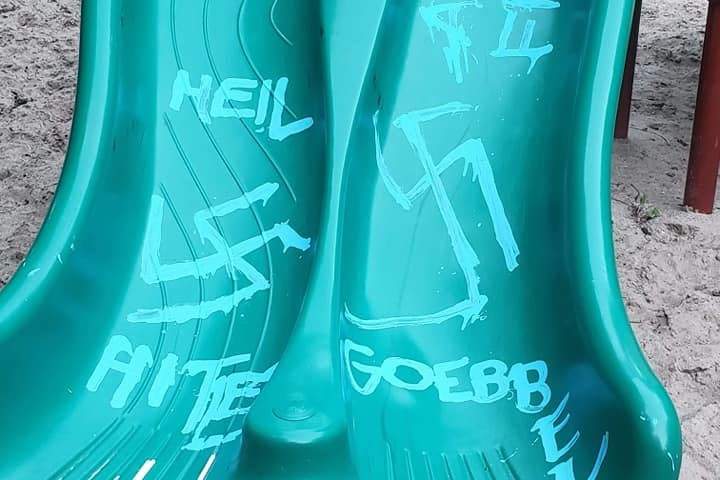 On Monday, a photo circulated on social media of the anti-Semitic and Nazi graffiti.