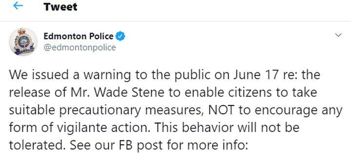 Two days after issuing a warning to the public about a man accused of kidnapping and sexually assaulting a young girl getting released on bail, the Edmonton Police Service issued a new warning Friday night aimed at anyone looking to harm the man.