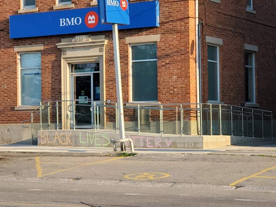 Despite being reported for vandalism, OPP said the Black Lives Matter messages written in chalk in Athens, Ont., were "peaceful.".