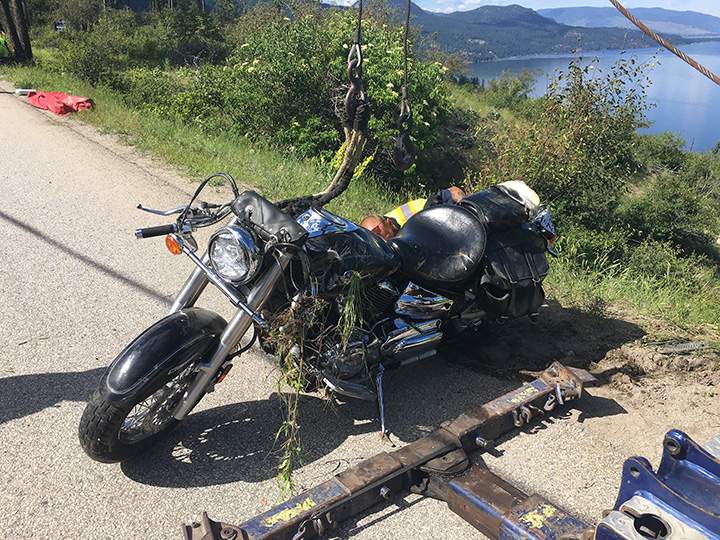 A photo of the damaged motorcycle.