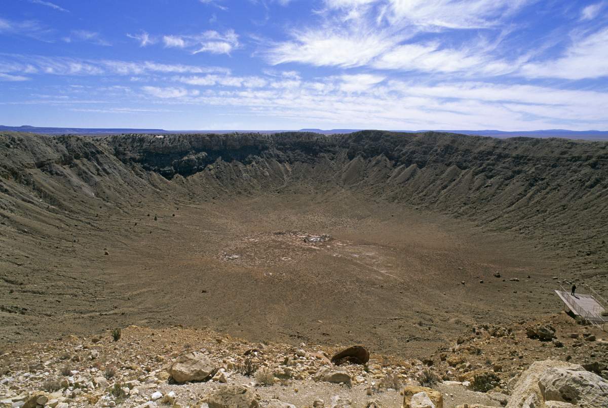 The largest meteor made crater in the world, near Flagstaff, made 49,000 years ago.
