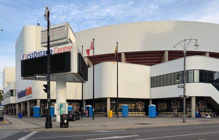 Hamilton's FirstOntario Centre has served as a shelter for homeless men during the pandemic, but work is underway to return the arena to its intended use by September.
