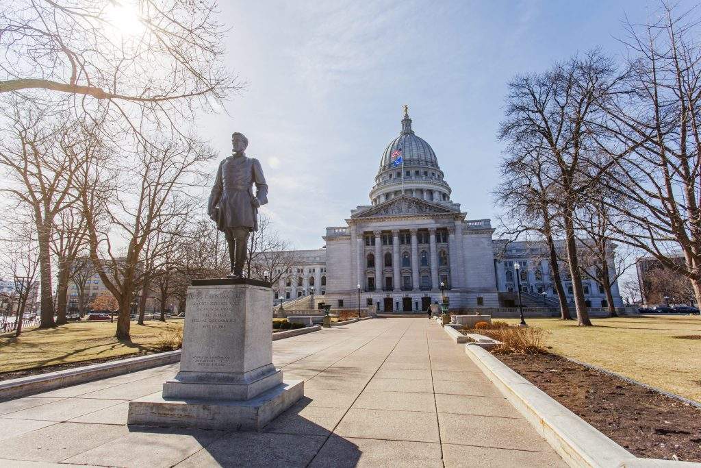 A statue of Hans Christian Heg in Madison, Wisc. is seen in this file image. 